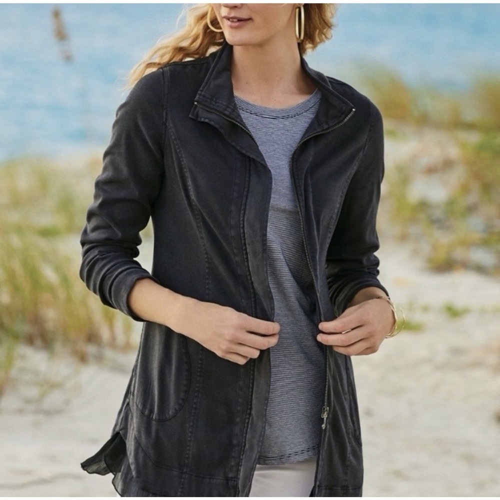 Soft Surroundings Kiisa Zip Jacket Women 2X Stretch Full Zip Grungy Whimsigoth